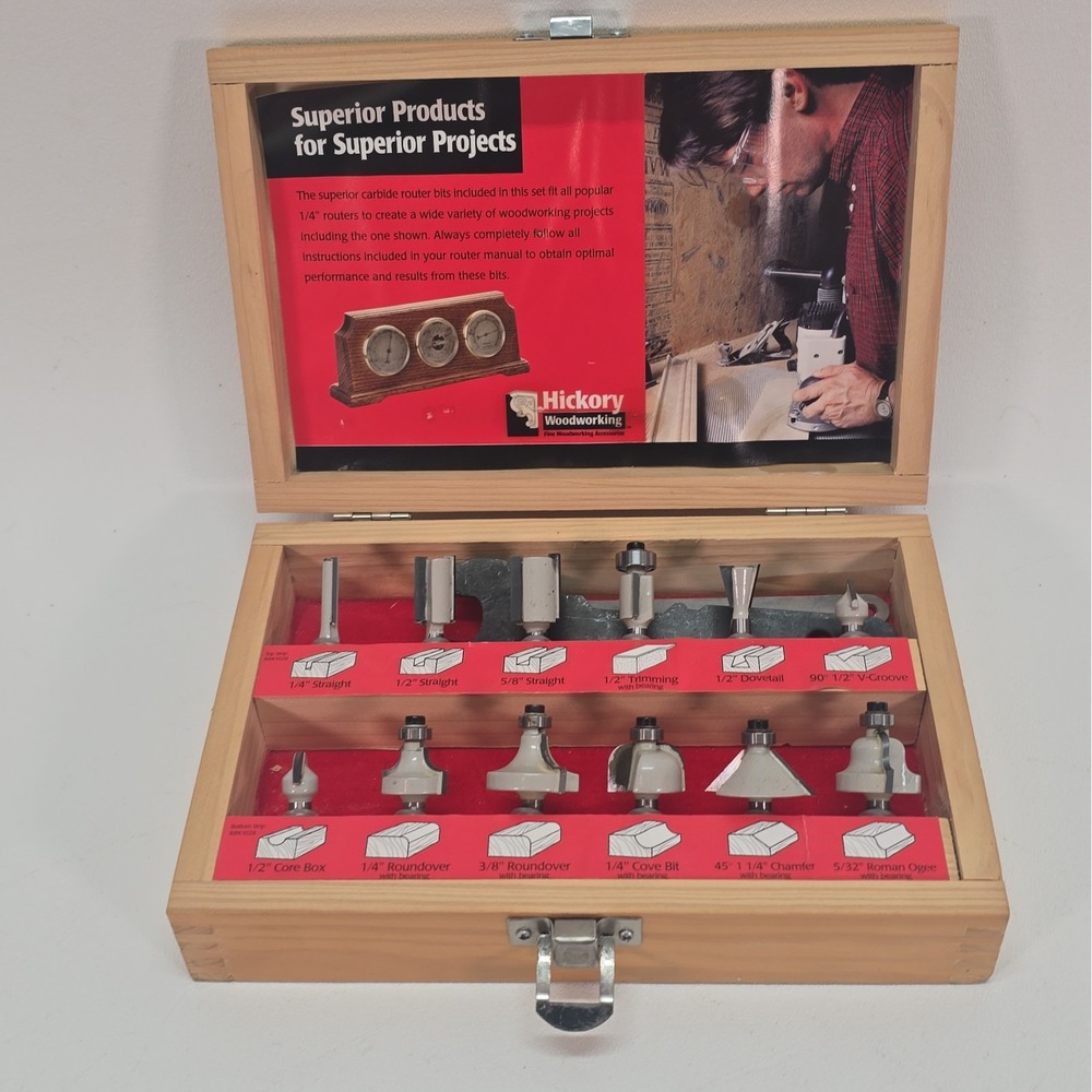 Hickory Woodworking RBK-1029 11 Piece Carbide Master Set 1/4" Shank Router Bits